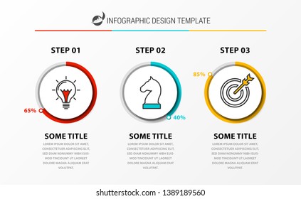 Infographic design template. Creative concept with 3 steps. Can be used for workflow layout, diagram, banner, webdesign. Vector illustration