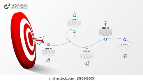 Infographic design template. Creative concept with 5 steps. Can be used for workflow layout, diagram, banner, webdesign. Vector illustration.