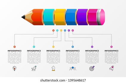 Infographic design template. Creative concept with 6 steps. Can be used for workflow layout, diagram, banner, webdesign. Vector illustration