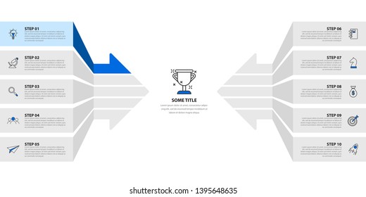 Infographic design template. Creative concept with 10 steps. Can be used for workflow layout, diagram, banner, webdesign. Vector illustration