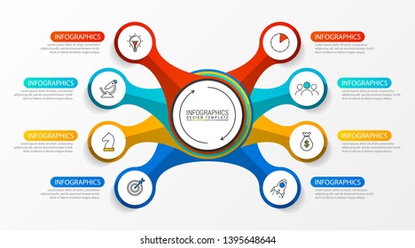Infographic design template. Creative concept with 8 steps. Can be used for workflow layout, diagram, banner, webdesign. Vector illustration.