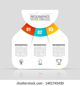 Infographic design template. Creative concept with 3 steps. Can be used for workflow layout, diagram, banner, webdesign. Vector illustration