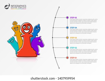 Infographic design template. Creative concept with 5 steps. Can be used for workflow layout, diagram, banner, webdesign. Vector illustration