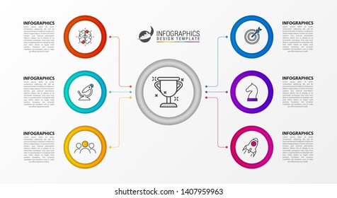 Infographic design template. Creative concept with 6 steps. Can be used for workflow layout, diagram, banner, webdesign. Vector illustration