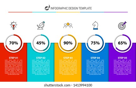 Infographic design template. Creative concept with 5 steps. Can be used for workflow layout, diagram, banner, webdesign. Vector illustration