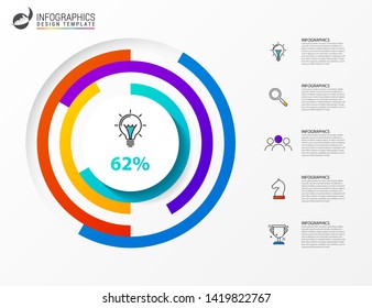 Infographic design template. Creative concept with 5 steps. Can be used for workflow layout, diagram, banner, webdesign. Vector illustration