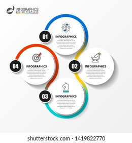  Plantilla de diseño gráfico. Concepto creativo con 4 pasos. Se puede utilizar para diseño de flujo de trabajo, diagrama, banner, diseño web. Ilustración del vector