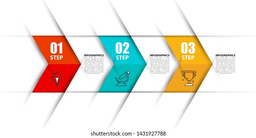Infographic design template. Creative concept with 3 steps. Can be used for workflow layout, diagram, banner, webdesign. Vector illustration