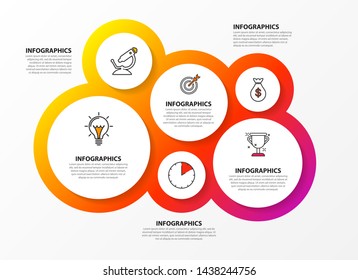 Infographic design template. Creative concept with 6 steps. Can be used for workflow layout, diagram, banner, webdesign. Vector illustration