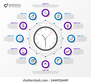 Infographic design template. Creative concept with 12 steps. Can be used for workflow layout, diagram, banner, webdesign. Vector illustration