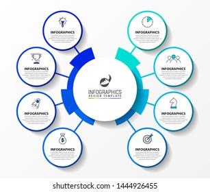 Infographic design template. Creative concept with 8 steps. Can be used for workflow layout, diagram, banner, webdesign. Vector illustration
