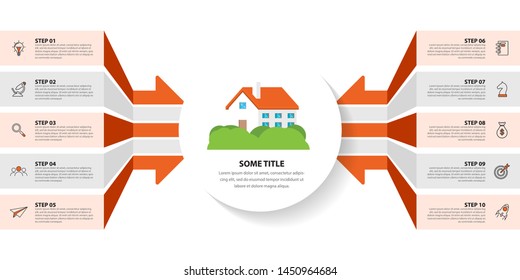 Infographic design template. Creative concept with 10 steps. Can be used for workflow layout, diagram, banner, webdesign. Vector illustration