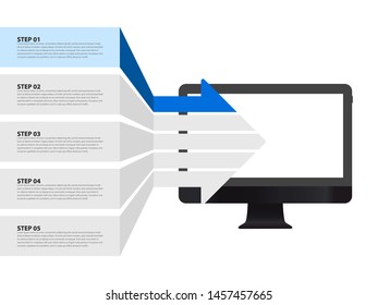 Infographic design template. Creative concept with 5 steps. Can be used for workflow layout, diagram, banner, webdesign. Vector illustration
