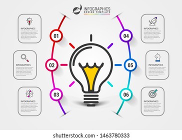 Infographic design template. Creative concept with 6 steps. Can be used for workflow layout, diagram, banner, webdesign. Vector illustration