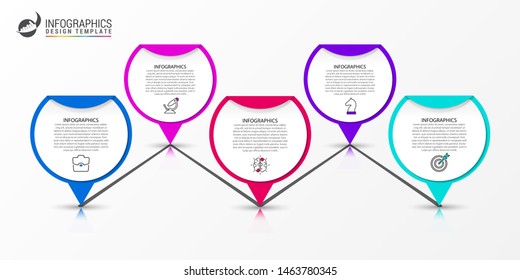Infographic design template. Creative concept with 5 steps. Can be used for workflow layout, diagram, banner, webdesign. Vector illustration