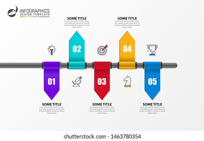 Infographic design template. Creative concept with 5 steps. Can be used for workflow layout, diagram, banner, webdesign. Vector illustration