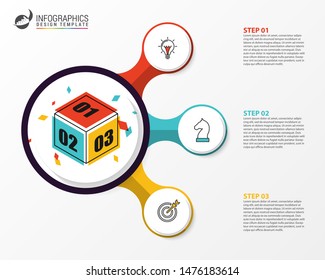 Infographic design template. Creative concept with 3 steps. Can be used for workflow layout, diagram, banner, webdesign. Vector illustration