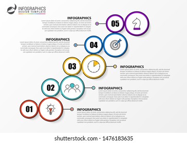 Infographic design template. Creative concept with 5 steps. Can be used for workflow layout, diagram, banner, webdesign. Vector illustration