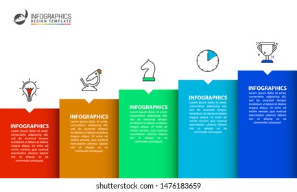 Infographic design template. Creative concept with 5 steps. Can be used for workflow layout, diagram, banner, webdesign. Vector illustration