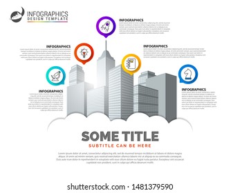 Infographic design template. Creative concept with 5 steps. Can be used for workflow layout, diagram, banner, webdesign. Vector illustration