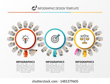 Infographic design template. Creative concept with 3 steps. Can be used for workflow layout, diagram, banner, webdesign. Vector illustration