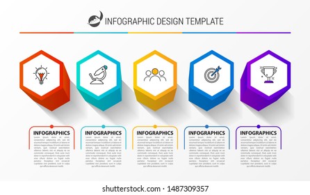 Infographic design template. Creative concept with 5 steps. Can be used for workflow layout, diagram, banner, webdesign. Vector illustration