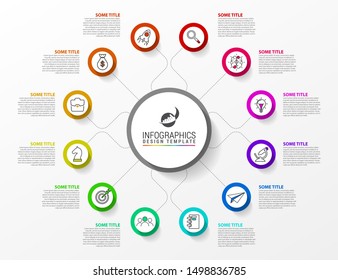 Infographic design template. Creative concept with 12 steps. Can be used for workflow layout, diagram, banner, webdesign. Vector illustration