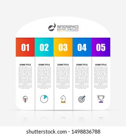 Infographic design template. Creative concept with 5 steps. Can be used for workflow layout, diagram, banner, webdesign. Vector illustration