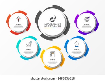 Infographic design template. Creative concept with 5 steps. Can be used for workflow layout, diagram, banner, webdesign. Vector illustration