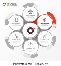 Infographic design template. Creative concept with 6 steps. Can be used for workflow layout, diagram, banner, webdesign. Vector illustration