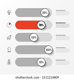 Infographic design template. Creative concept with 5 steps. Can be used for workflow layout, diagram, banner, webdesign. Vector illustration