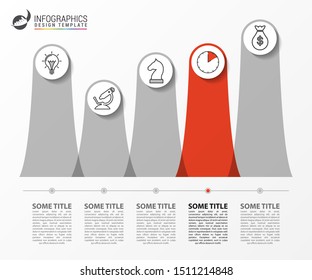 Infographic design template. Creative concept with 5 steps. Can be used for workflow layout, diagram, banner, webdesign. Vector illustration