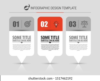 Infographic design template. Creative concept with 3 steps. Can be used for workflow layout, diagram, banner, webdesign. Vector illustration