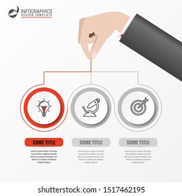 Infographic design template. Creative concept with 3 steps. Can be used for workflow layout, diagram, banner, webdesign. Vector illustration