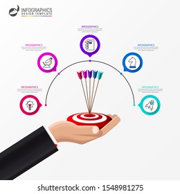 Infographic design template. Creative concept with 5 steps. Can be used for workflow layout, diagram, banner, webdesign. Vector illustration