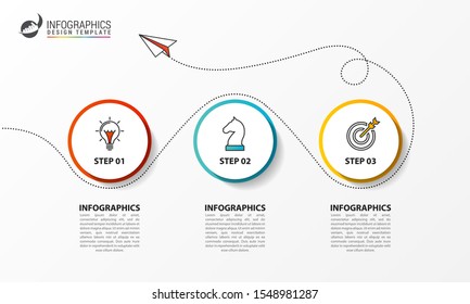 Infographic design template. Creative concept with 3 steps. Can be used for workflow layout, diagram, banner, webdesign. Vector illustration