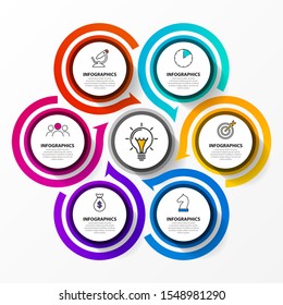 Infographic design template. Creative concept with 6 steps. Can be used for workflow layout, diagram, banner, webdesign. Vector illustration