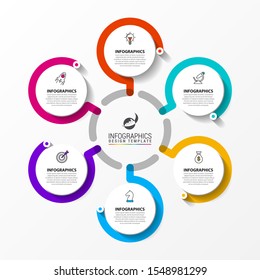 Infographic design template. Creative concept with 6 steps. Can be used for workflow layout, diagram, banner, webdesign. Vector illustration