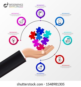 Infographic design template. Creative concept with 7 steps. Can be used for workflow layout, diagram, banner, webdesign. Vector illustration