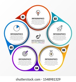 Infographic design template. Creative concept with 5 steps. Can be used for workflow layout, diagram, banner, webdesign. Vector illustration