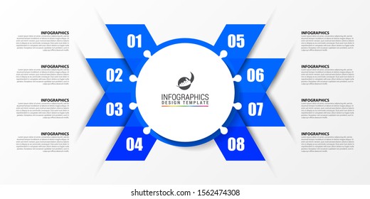 Infographic design template. Creative concept with 8 steps. Can be used for workflow layout, diagram, banner, webdesign. Vector illustration