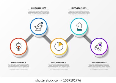 Infographic design template. Creative concept with 5 steps. Can be used for workflow layout, diagram, banner, web design. Vector illustration