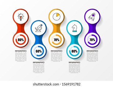 Infographic design template. Creative concept with 5 steps. Can be used for workflow layout, diagram, banner, web design. Vector illustration
