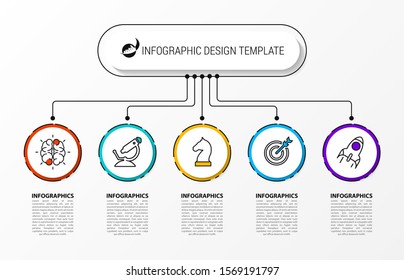 Infographic design template. Creative concept with 5 steps. Can be used for workflow layout, diagram, banner, web design. Vector illustration