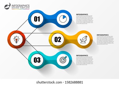 Infographic design template. Creative concept with 3 steps. Can be used for workflow layout, diagram, banner, webdesign. Vector illustration