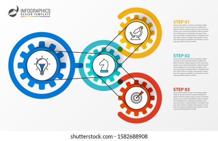 Infographic design template. Creative concept with 3 steps. Can be used for workflow layout, diagram, banner, webdesign. Vector illustration