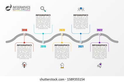 Infographic design template. Creative concept with 5 steps. Can be used for workflow layout, diagram, banner, webdesign. Vector illustration