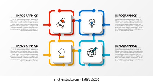 Infographic design template. Creative concept with 4 steps. Can be used for workflow layout, diagram, banner, webdesign. Vector illustration