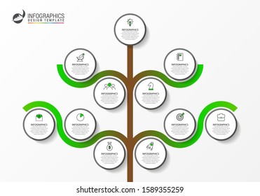 Infographic design template. Creative concept with 11 steps. Can be used for workflow layout, diagram, banner, webdesign. Vector illustration