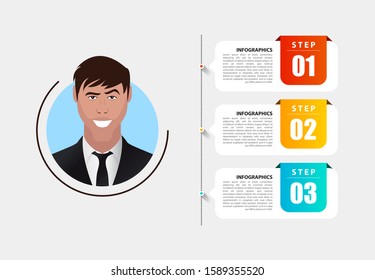 Infographic design template. Creative concept with 3 steps. Can be used for workflow layout, diagram, banner, webdesign. Vector illustration